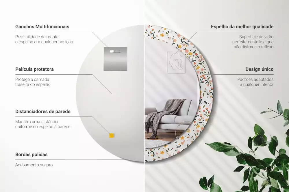 Espelho redondo decorativo Pequenas flores