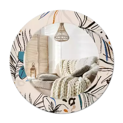 Espelho decorativo redondo Flores com padrão de selva