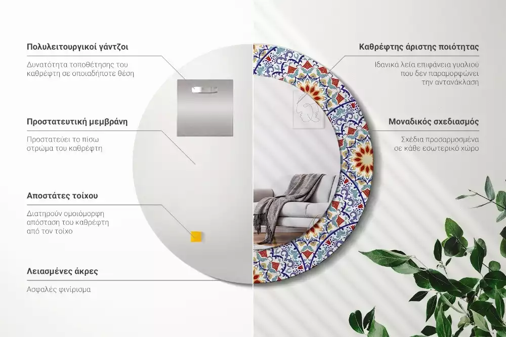 Espelho redondo decorativo Composição oriental