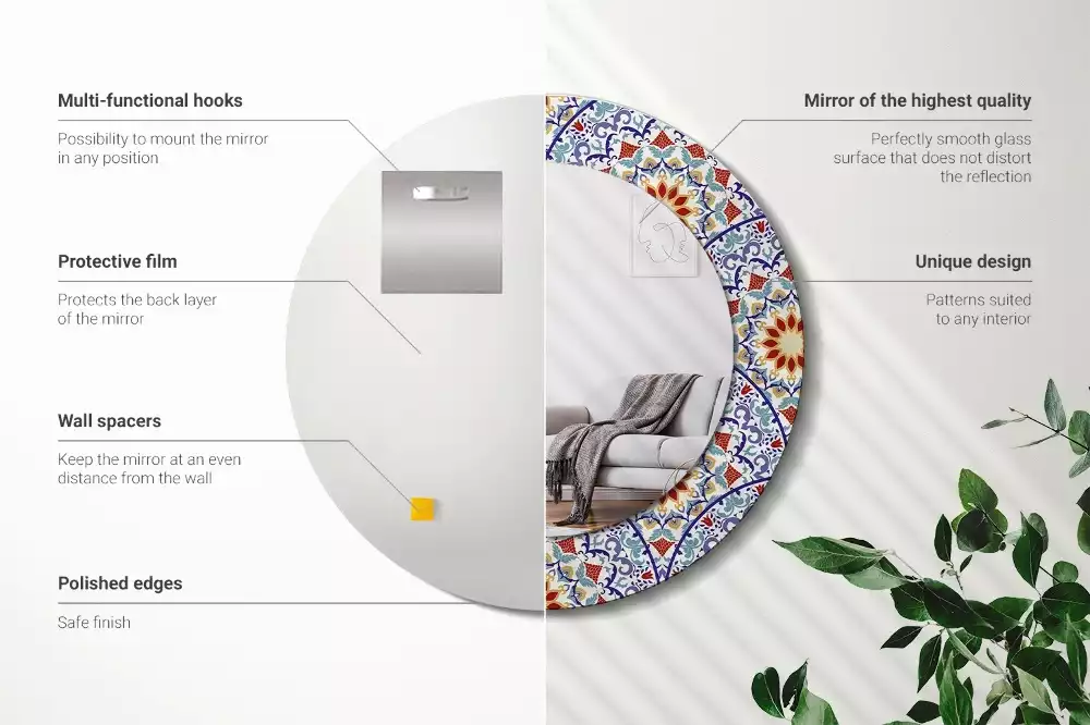 Espelho redondo decorativo Composição oriental