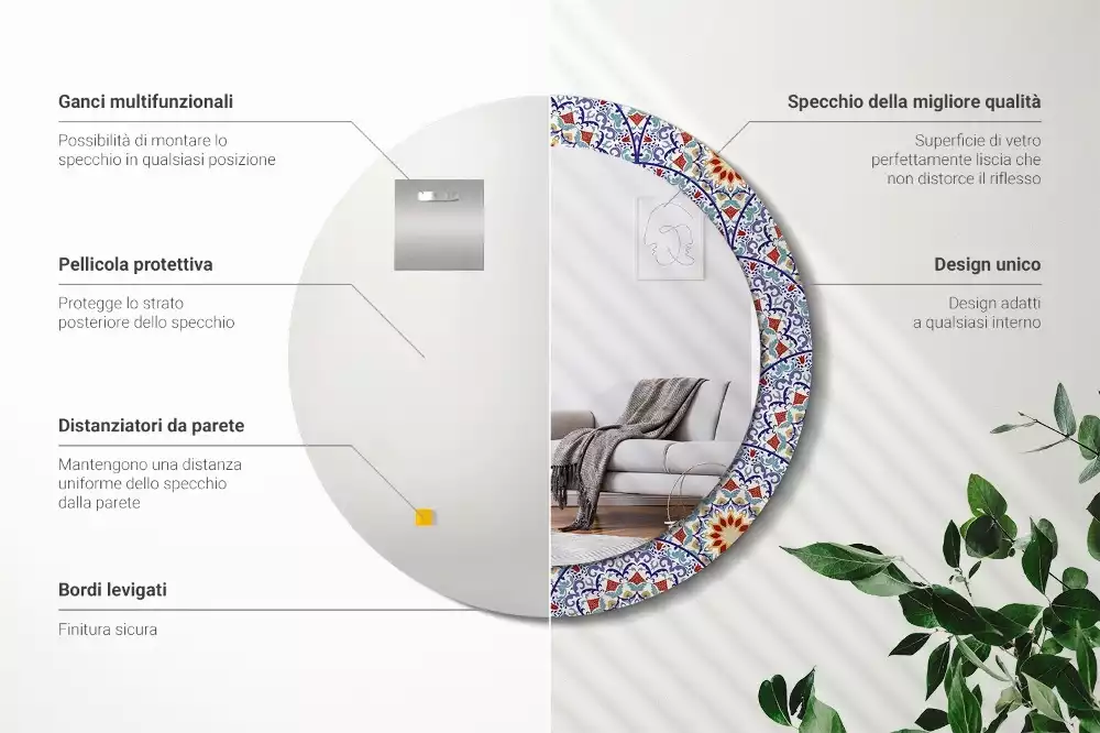 Espelho redondo decorativo Composição oriental