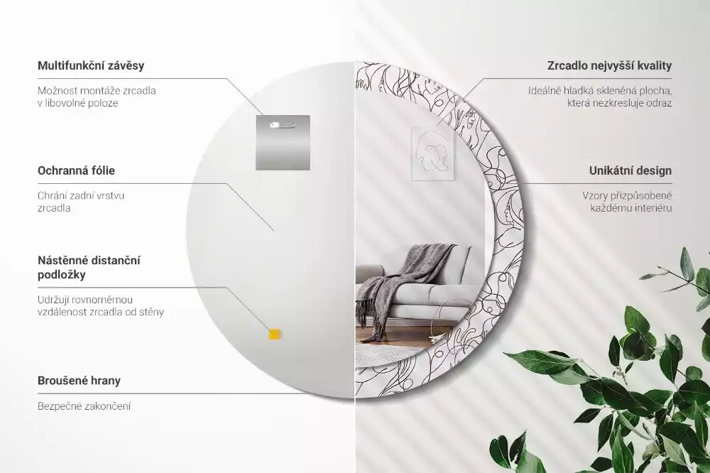 Espelho decorativo redondo Rostos da Linha