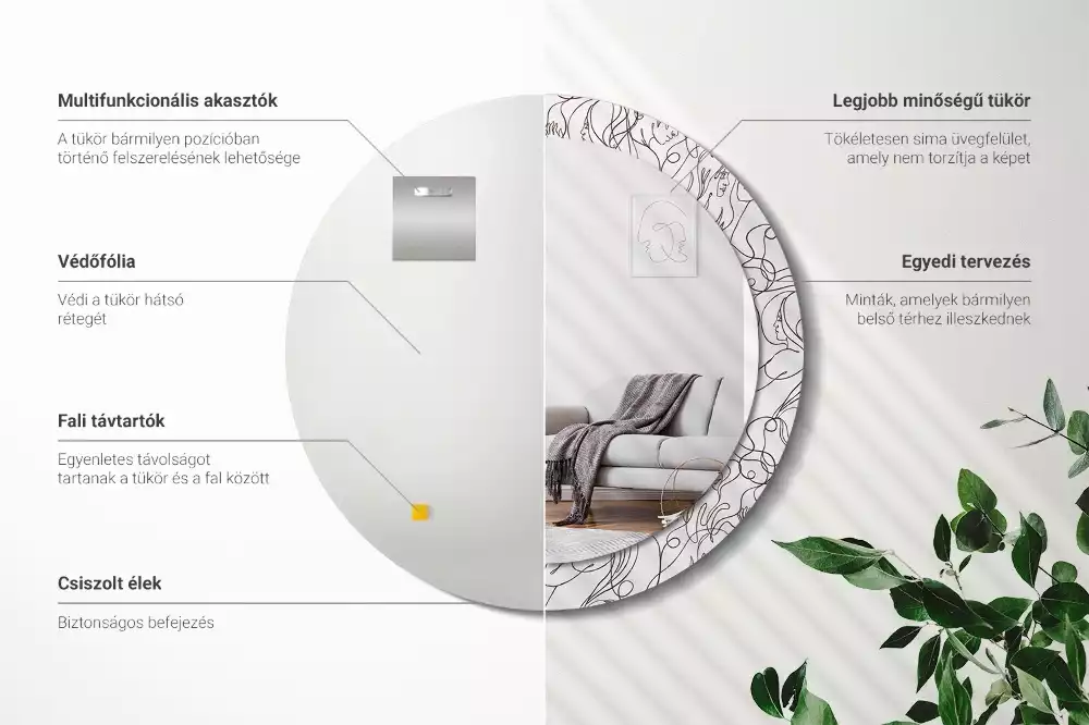 Espelho decorativo redondo Rostos da Linha