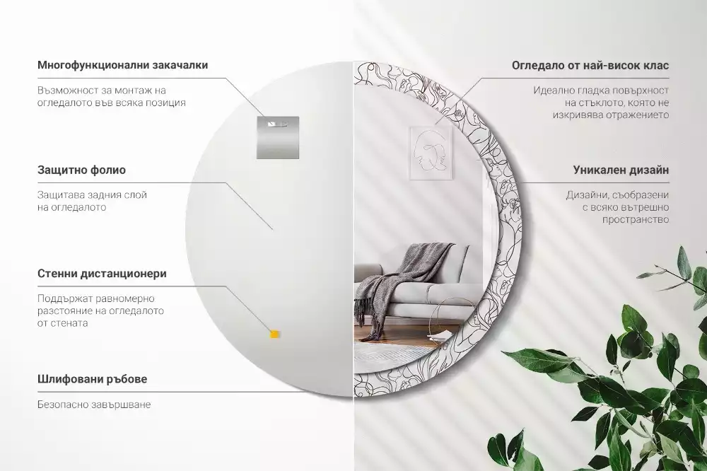 Espelho decorativo redondo Rostos da Linha