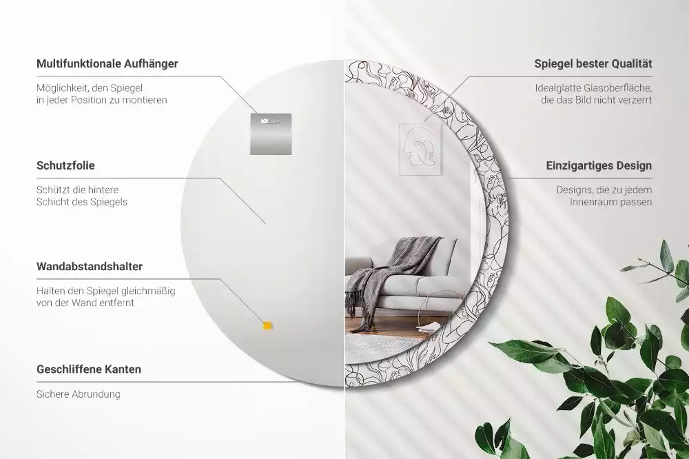 Espelho decorativo redondo Rostos da Linha