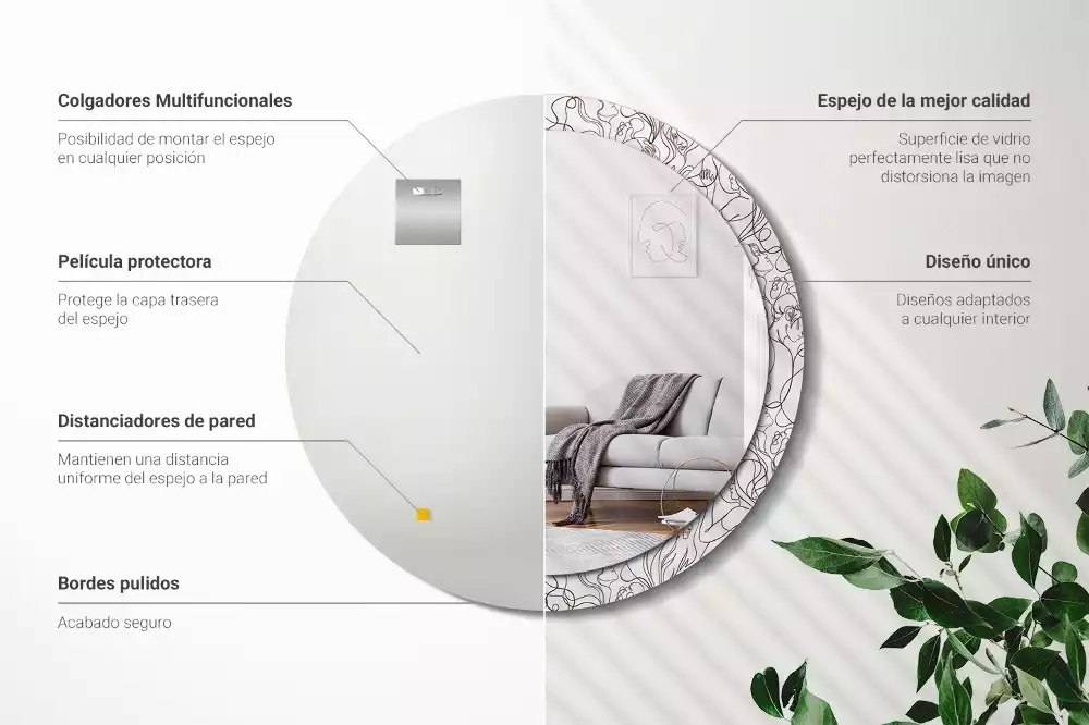 Espelho decorativo redondo Rostos da Linha