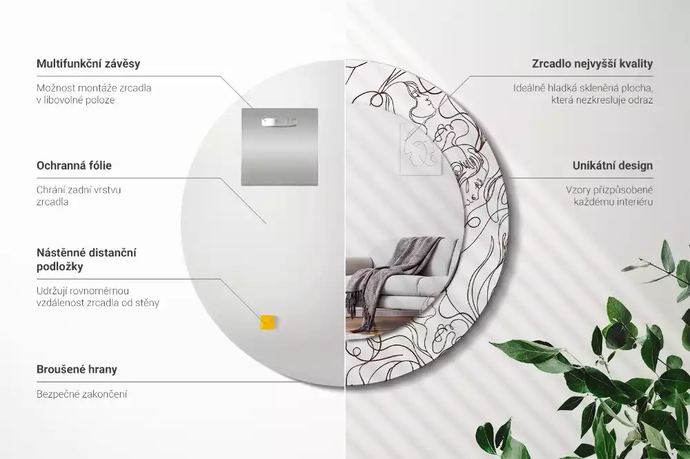 Espelho decorativo redondo Rostos da Linha