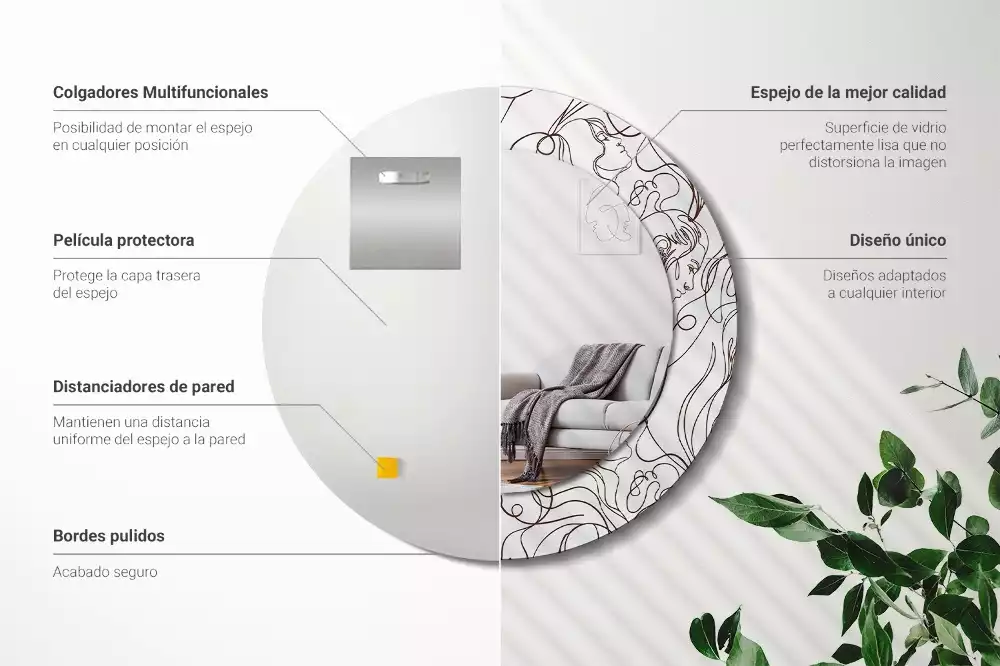 Espelho decorativo redondo Rostos da Linha