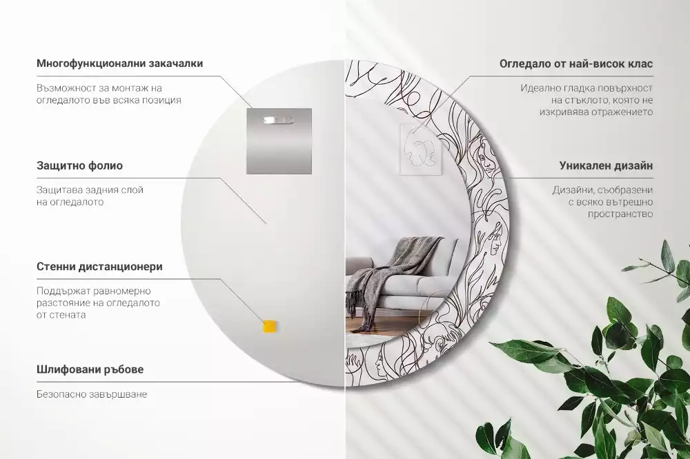 Espelho decorativo redondo Rostos da Linha