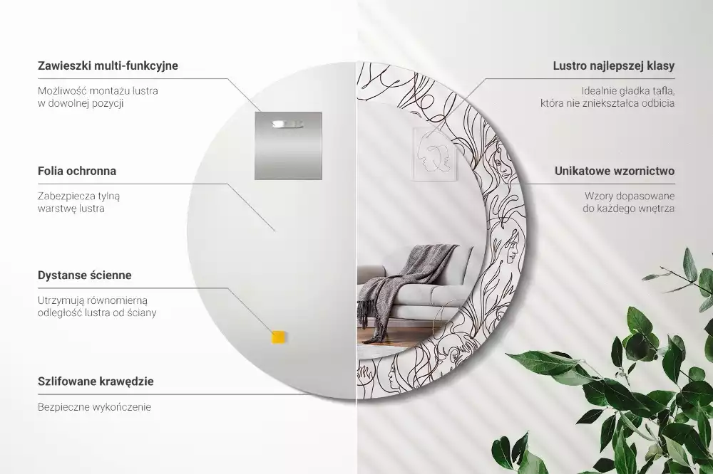 Espelho decorativo redondo Rostos da Linha