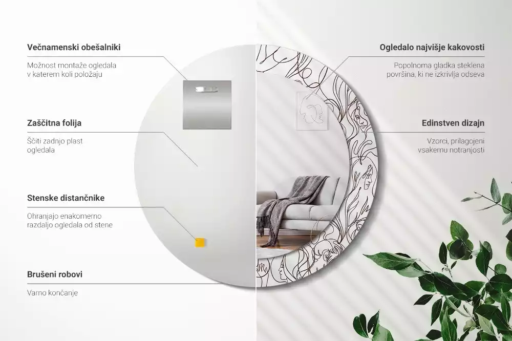 Espelho decorativo redondo Rostos da Linha