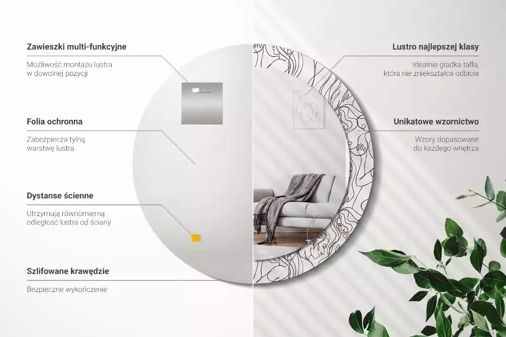 Espelho decorativo redondo Rostos da Linha