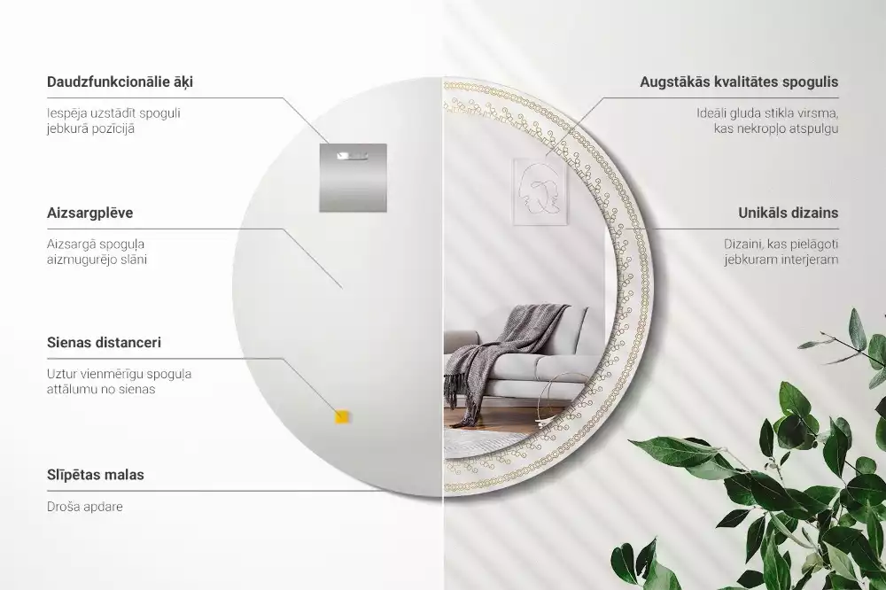 Espelho redondo decorativo mandala indiana