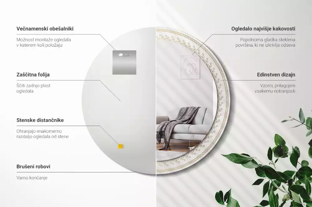 Espelho redondo decorativo mandala indiana