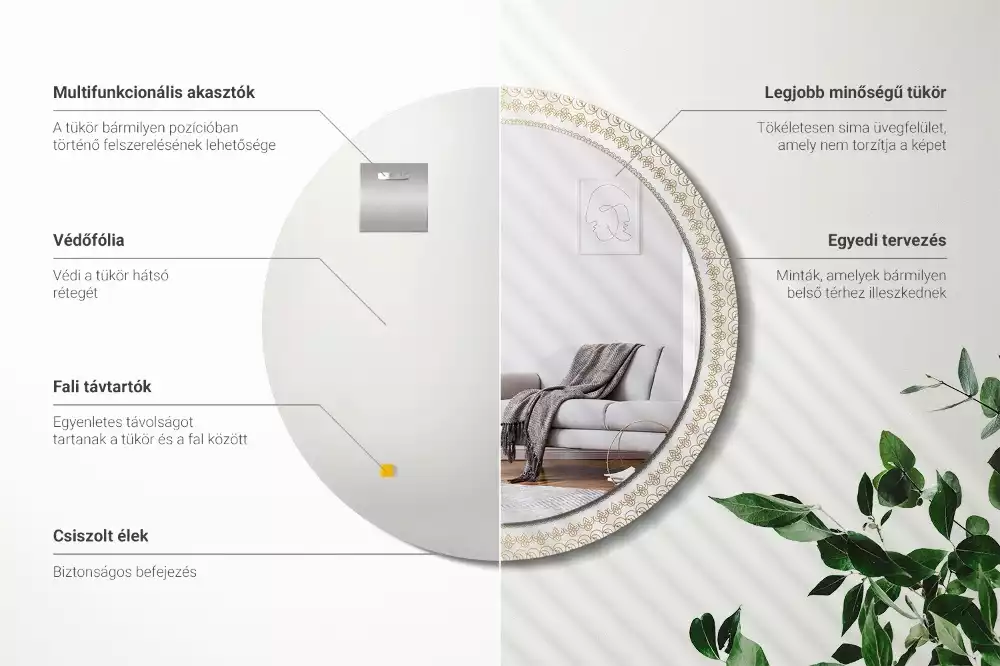 Espelho redondo decorativo mandala indiana