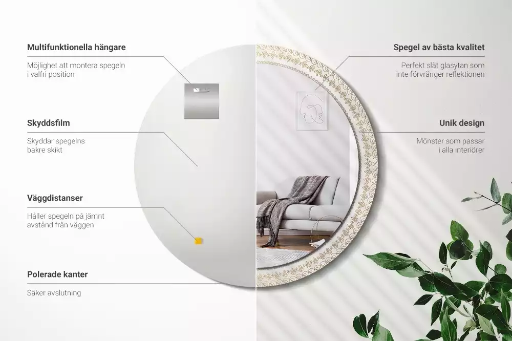 Espelho redondo decorativo mandala indiana