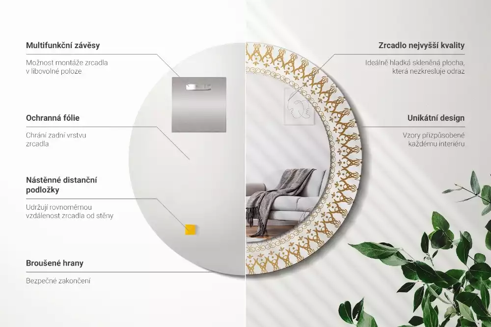 Espelho redondo decorativo mandala indiana