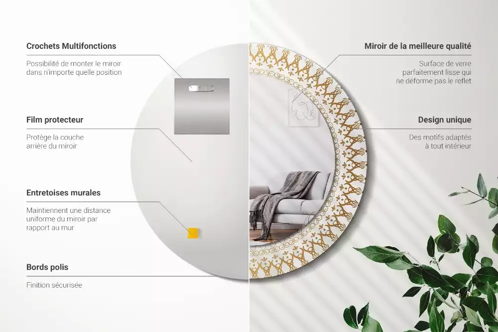 Espelho redondo decorativo mandala indiana