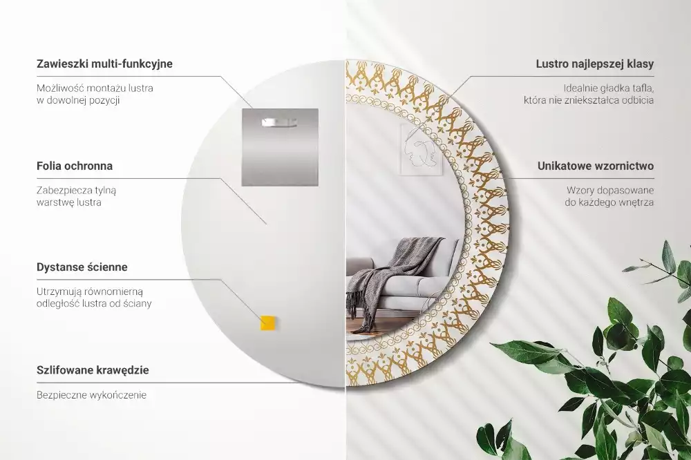 Espelho redondo decorativo mandala indiana