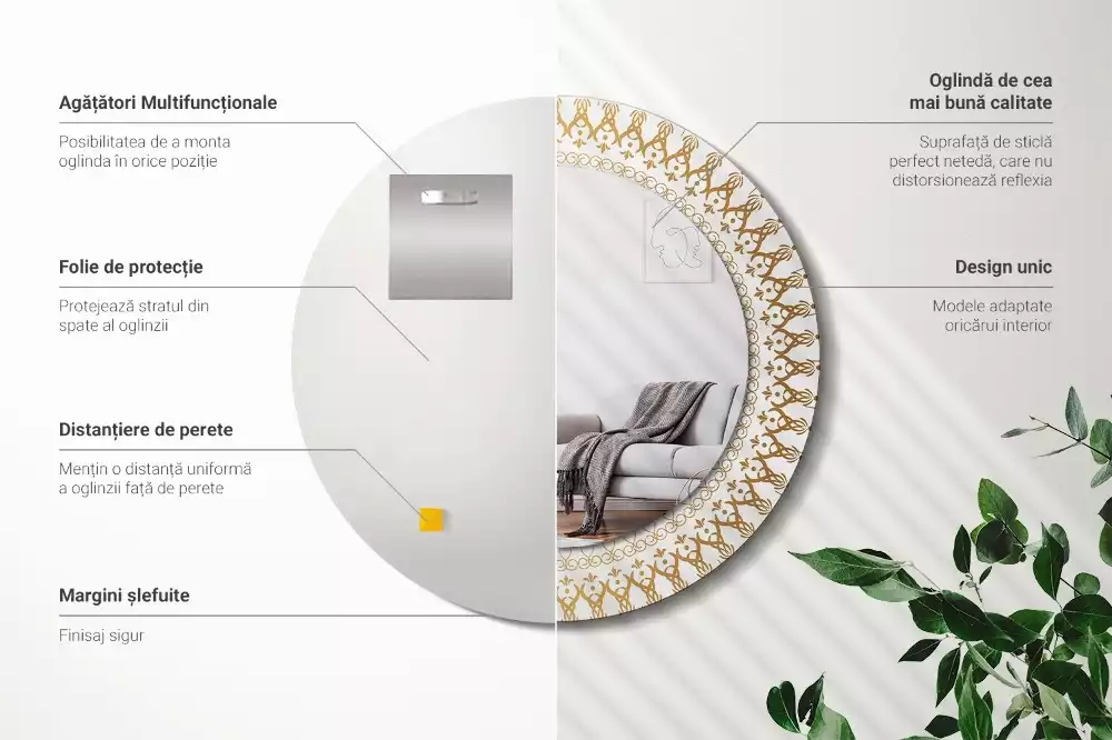 Espelho redondo decorativo mandala indiana