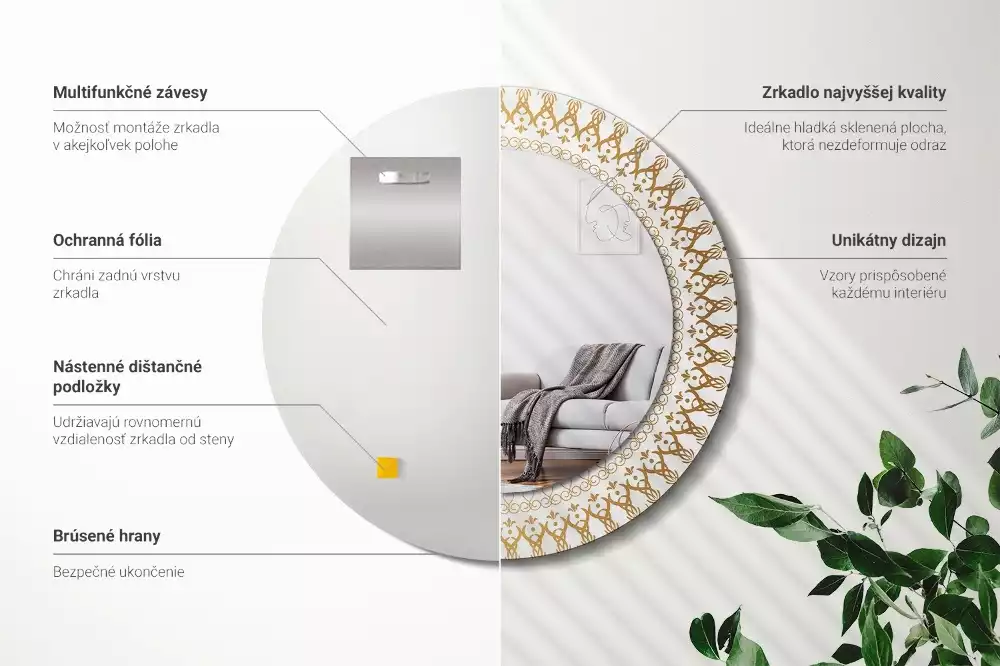 Espelho redondo decorativo mandala indiana