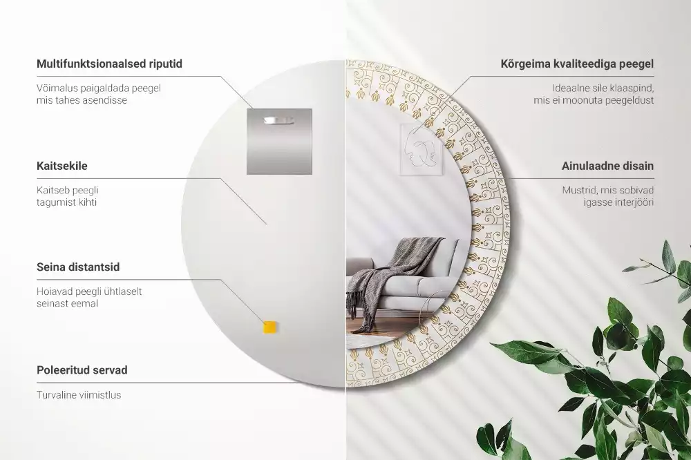 Espelho redondo decorativo mandala indiana