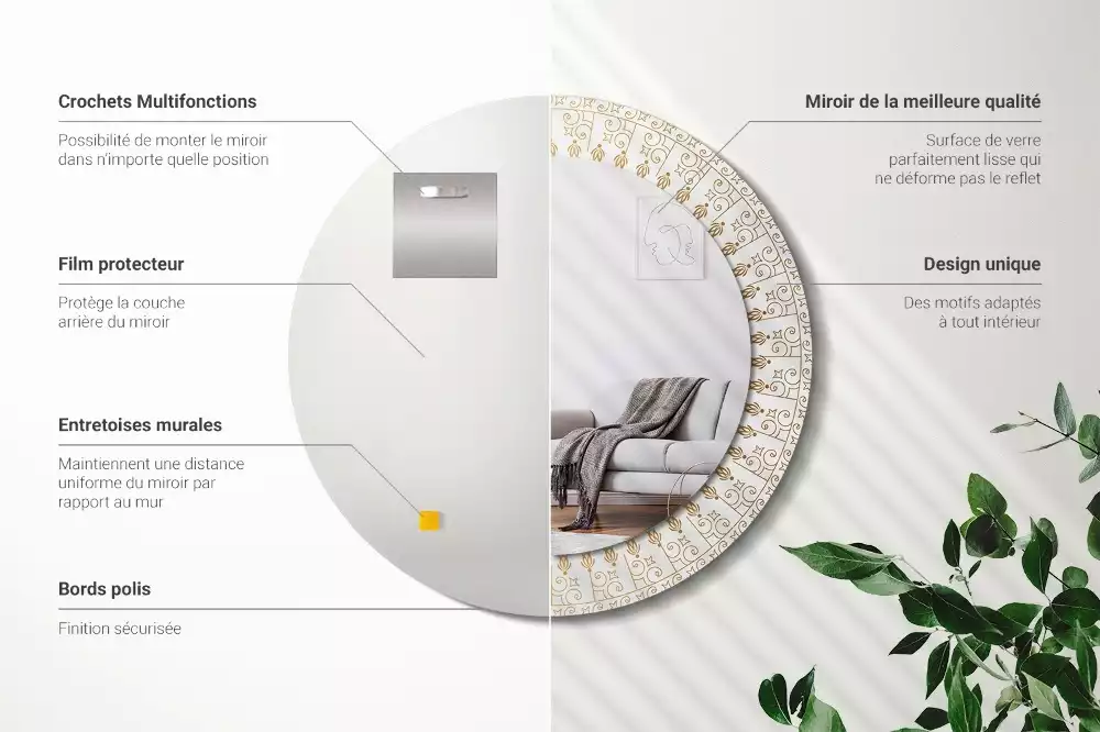 Espelho redondo decorativo mandala indiana