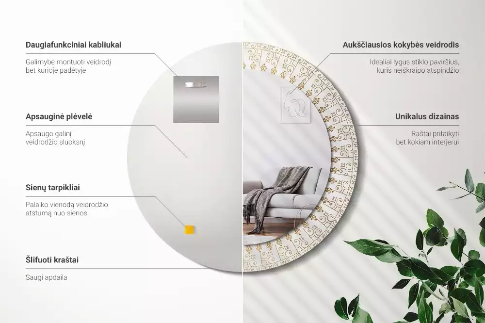 Espelho redondo decorativo mandala indiana