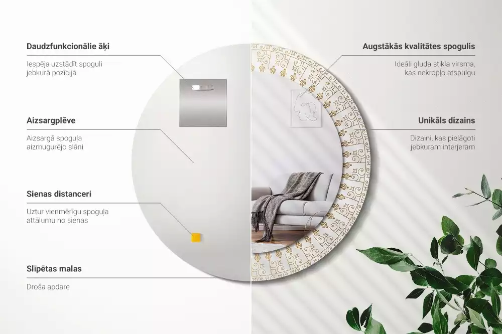 Espelho redondo decorativo mandala indiana