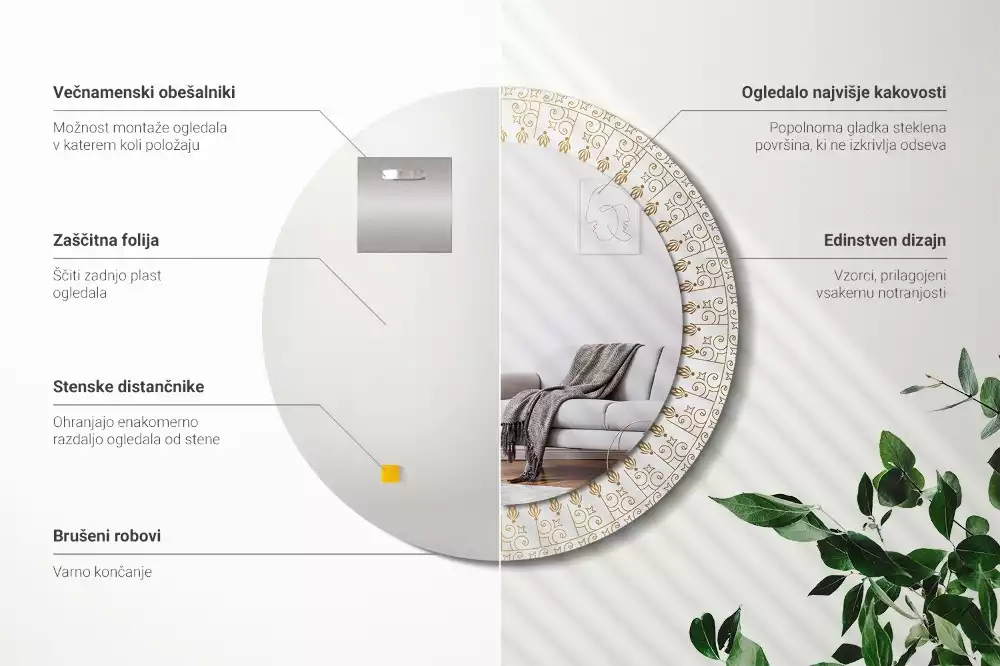 Espelho redondo decorativo mandala indiana