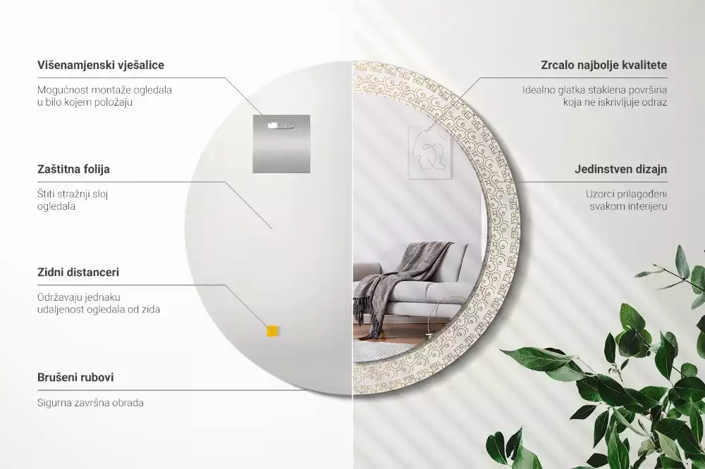 Espelho redondo decorativo mandala indiana