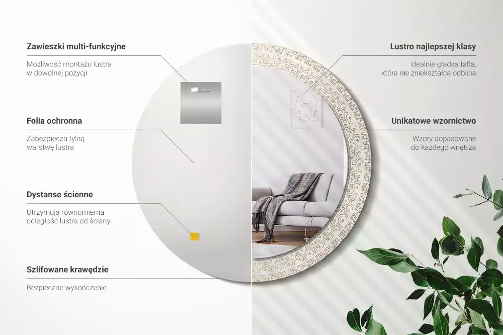 Espelho redondo decorativo mandala indiana