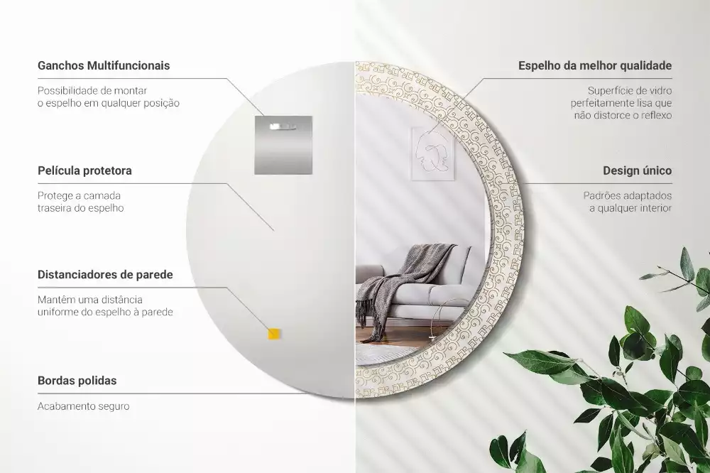 Espelho redondo decorativo mandala indiana