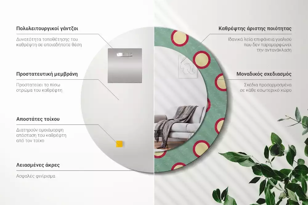 Espelho redondo decorativo Círculos de pontos