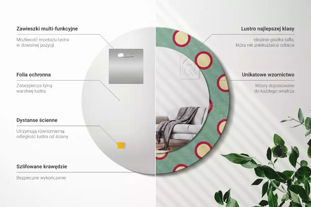 Espelho redondo decorativo Círculos de pontos