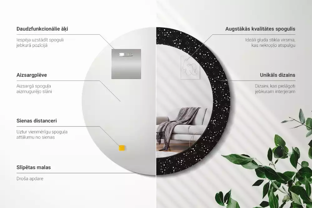 Espelho decorativo redondo Pontos caóticos