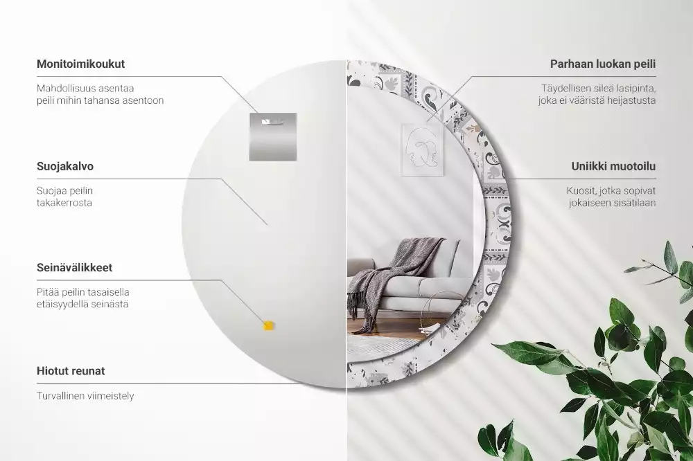 Espelho decorativo redondo Azulejos retrô