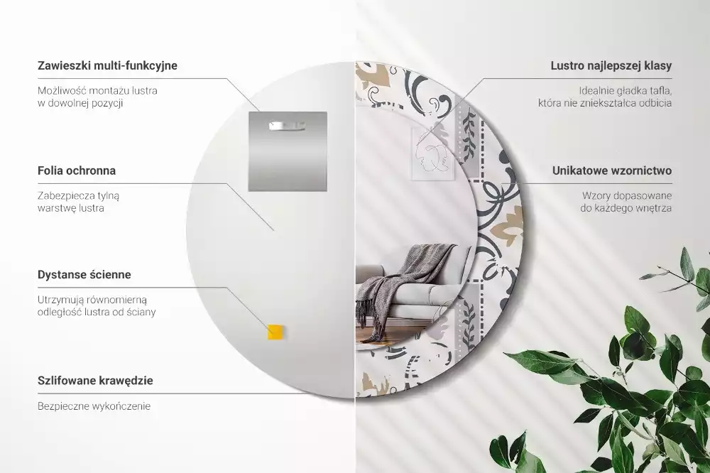 Espelho decorativo redondo Azulejos retrô