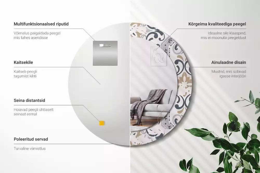 Espelho decorativo redondo Azulejos retrô