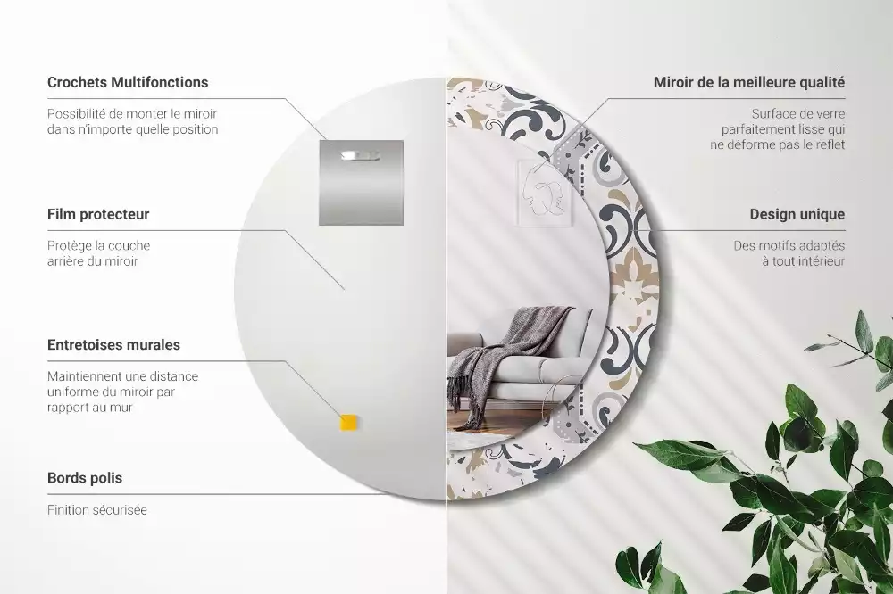 Espelho decorativo redondo Azulejos retrô