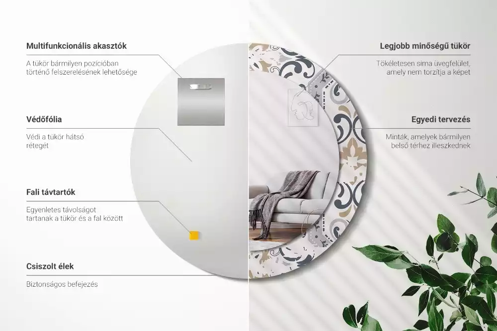 Espelho decorativo redondo Azulejos retrô