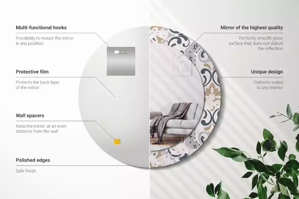 Espelho decorativo redondo Azulejos retrô