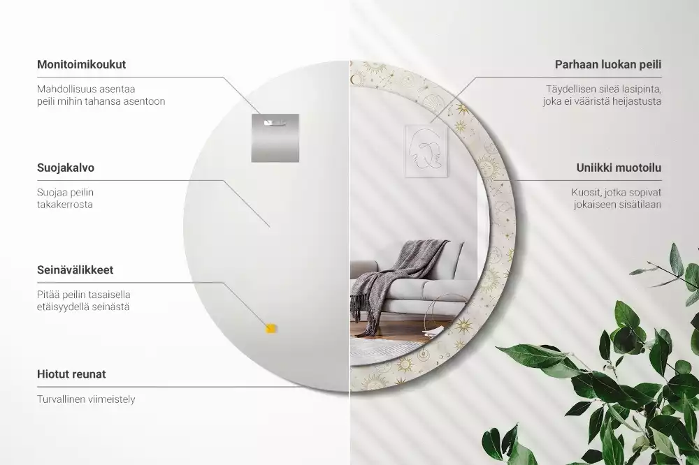 Espelho decorativo redondo Padrão místico