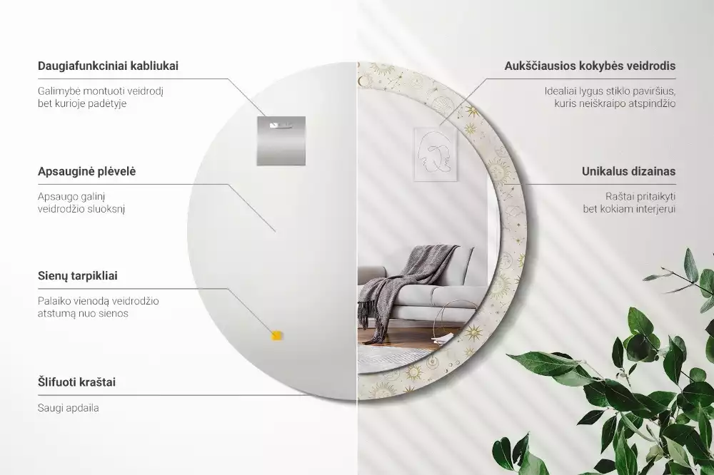 Espelho decorativo redondo Padrão místico