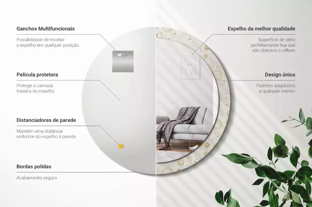 Espelho decorativo redondo Padrão místico