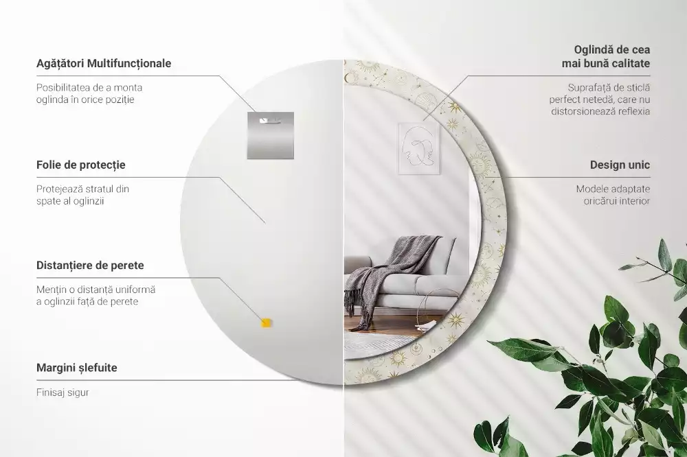 Espelho decorativo redondo Padrão místico