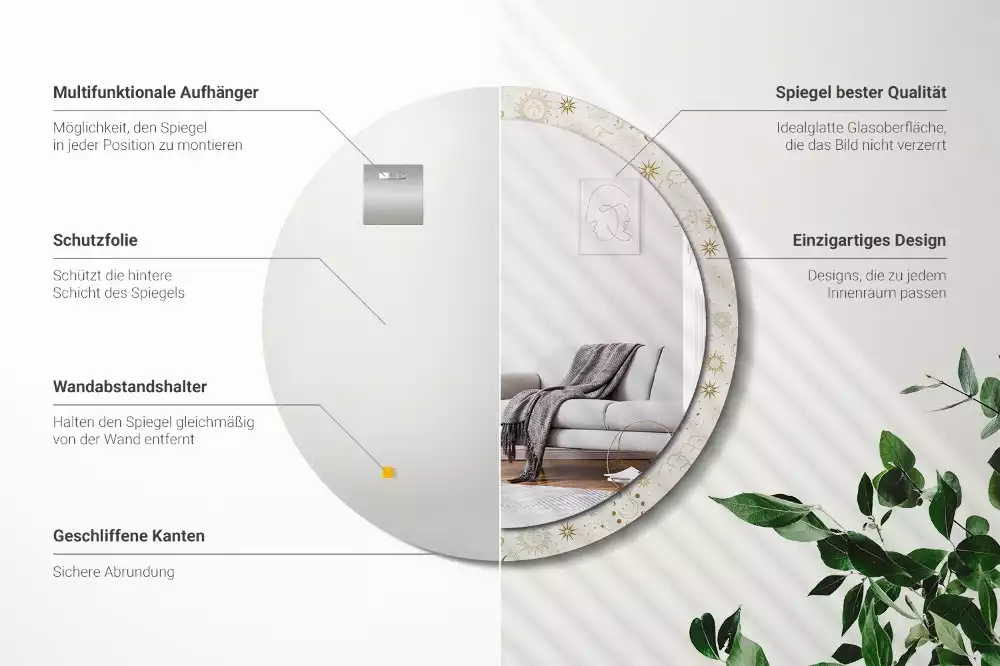 Espelho decorativo redondo Padrão místico