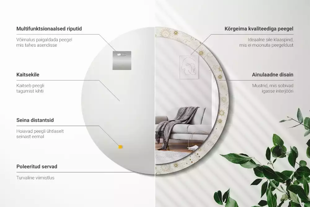 Espelho decorativo redondo Padrão místico