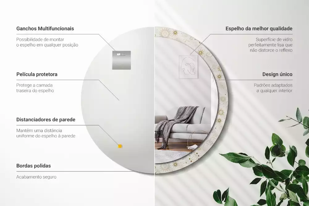 Espelho decorativo redondo Padrão místico