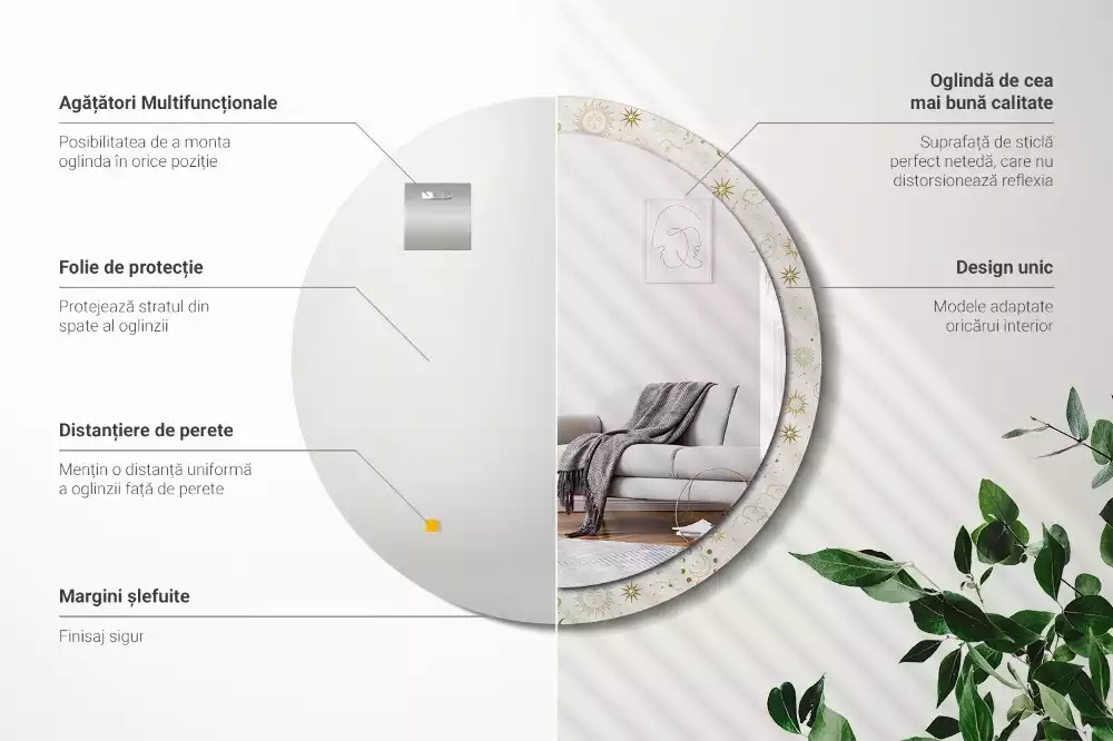 Espelho decorativo redondo Padrão místico